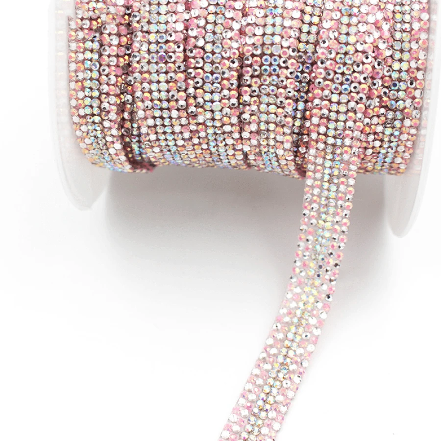 1 mã Pha lê lấp lánh Pha lê Ruy băng Tự dính Sắt-Bật DIY Kim Cương Lấp Lánh Hình dán Đối với Thủ công mỹ nghệ ô tô Quần áo Đồ trang trí - Hồng - Xem 1