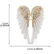 1PC Classic Rhinestone Angel Wings Brooch Pins Sparkling Jewelry Gift Feather Designer Brooches - Red - View 2