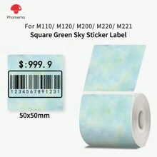 Phomemo 1 Cuộn Nhãn Nhiệt Hình Vuông Họa Tiết Bầu Trời Sao Nhiều Màu Sắc, Kích Thước: 1,97 Inch x 1,97 Inch (50mm x 50mm), Giấy In Nhiệt Tự Dính, Thích Hợp Dùng Cho Nhãn Quần Áo, Nhãn Giá, Nhãn Danh Mục, Nhãn Bao Bì, Nhãn Vận Chuyển, Nhãn Sản Phẩm. - màu xanh lá - Xem 2
