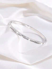 1 Pc Creative Fine Stainless Steel Single Row Drill Middle Three Drill Bangle Suitable For Ladies To Wear On Dates - Silver - View 7