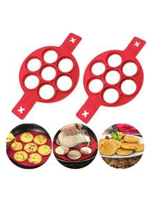 Molde De Silicona Para Panqueques Moldes Herramientas Para Hornear De Silicona  7 Hoyos Huevo Sartén Multifuncional  Tortillas y Cocedor de Huevos Reutilizable Antiadherente Para Hacer Crepes