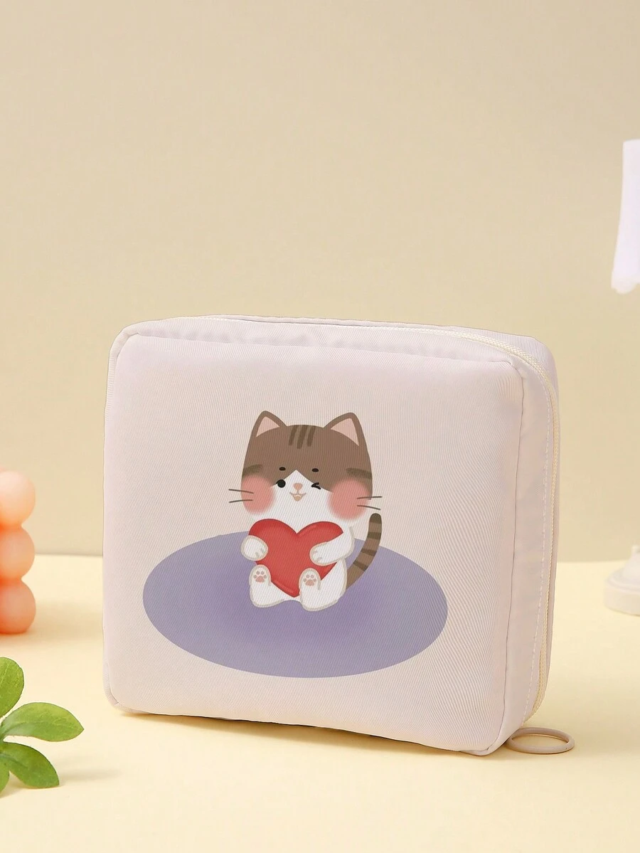 Lindo bolso de almacenamiento para toallas sanitarias con patrón de animales, bolso organizador de cosméticos, bolso portátil de maquillaje, bolsa para cosméticos, organizador de almacenamiento de cosméticos, bolsas para cosméticos, organizador de cosméticos - Multicolor - Ver 1