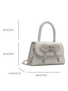 1pc Children's Pu Solid Color Handbag With Bowknot Detail, Simple And Fashionable As Hand Or Shoulder Bag