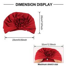 Elegant Turban Cap Solid Color Big Flower Head Wrap For Chemo Hats For Women Girl Bonnet Hair Bonnet Turban