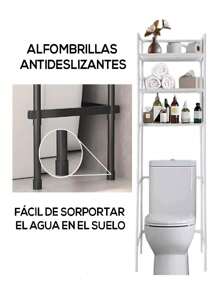 Estante Para Baño de Estantes de Almacenamiento ,Rack Mueble Sanitario Toallero Facil de Armar - Blanco - Ver 4
