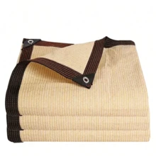 1pc Sun Block Shade Cloth With Edge Binding & Perforation For Outdoor Canopy, Balcony, Privacy Screen, Heat Insulation For Rooftop & Four Corner Sun Shade Sail - Khaki - View 4