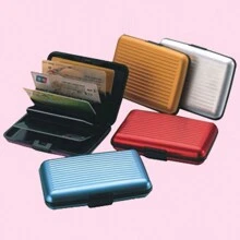 1pc Credit Card Case Name Card Holder Case Close-Fitting Card Case Striped Card Case ID Case - Blue - View 1