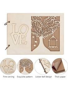 1 Miếng Bằng gỗ Lễ cưới Sổ lưu bút Với Love Hoa văn cây , Cho đám cưới , Lễ đính hôn , Khách mời - Màu Khaki - Xem 4