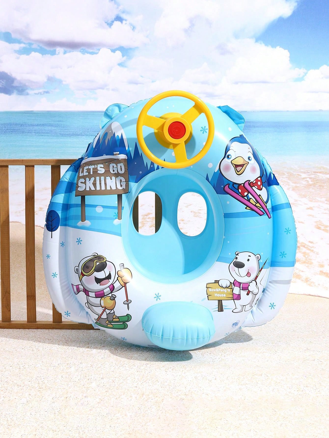 1pc Inflatable Pvc Cartoon Bear Design Children Water Play Raft With