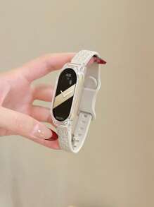 Reversible Silicone Watch Band With Clear Case Protector Compatible With Xiaomi Mi Band 3/4/5/6/7/8/9, NFC Version - Starlight Charcoal - View 11