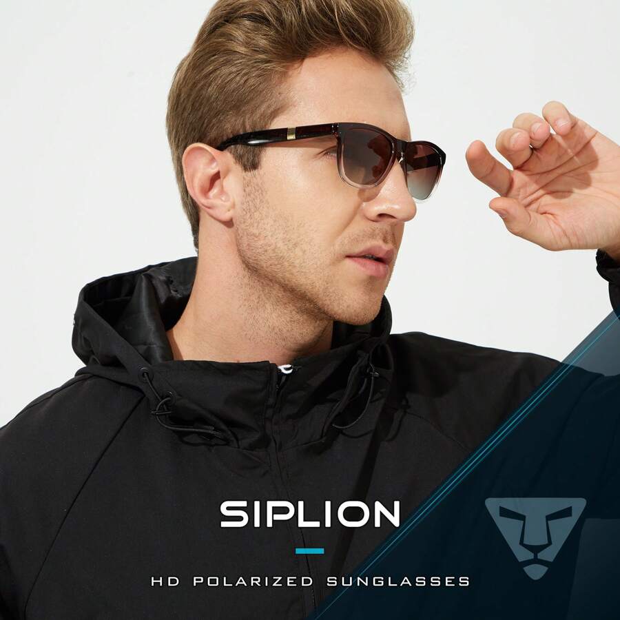 SIPLION Herren Sonnenbrillen polarisiert, klassische Sonnenbrillen für Damen und Jugendliche mit UV400 Schutz für Autofahren, Angeln und Golf - Braun - Übersicht 1