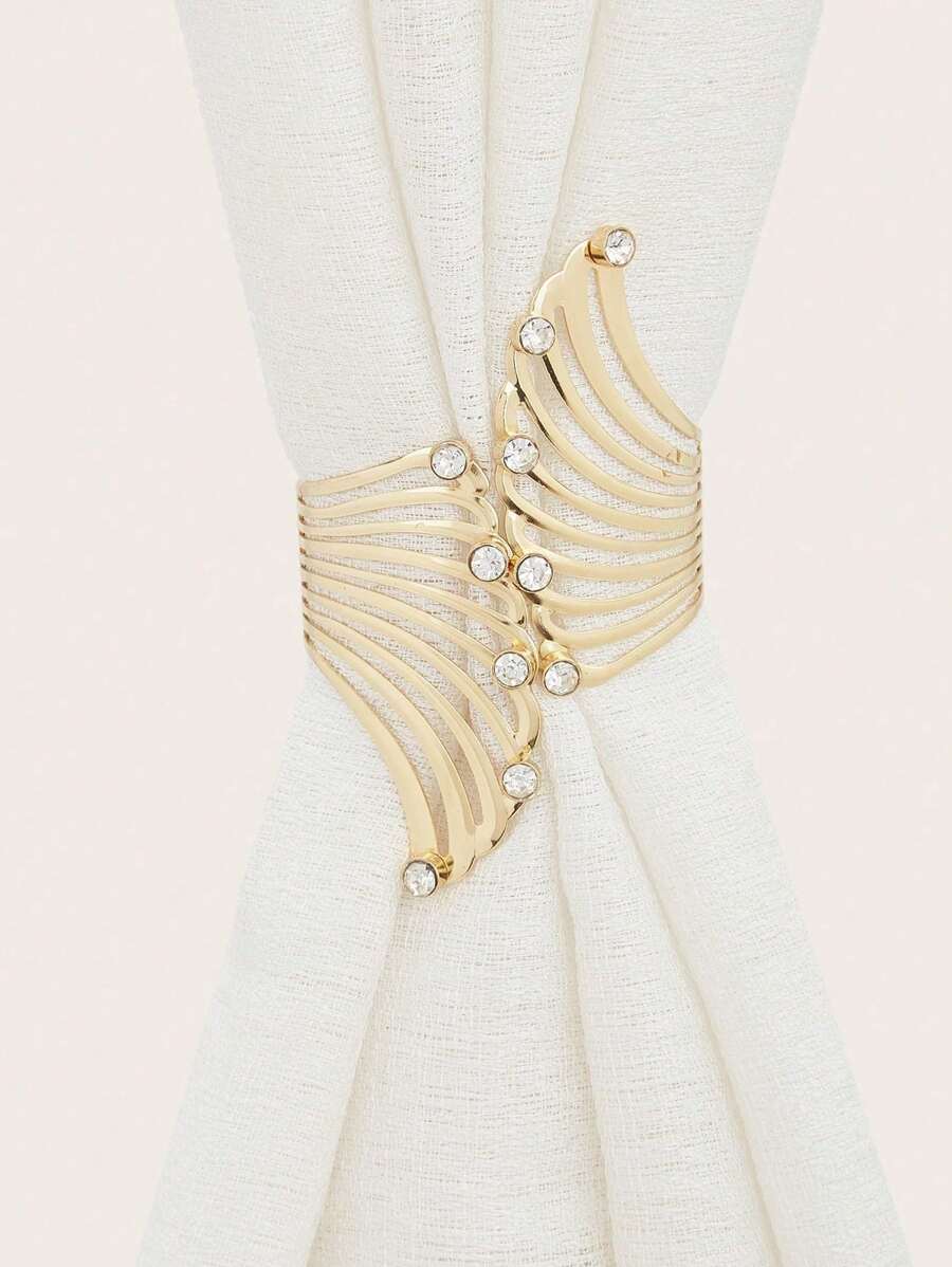 1 Miếng Kim cương đính Kim loại Thiên sứ Cánh Móc rèm , Thích hợp Đối với Rèm Màn Trang trí - Vàng - Xem 1