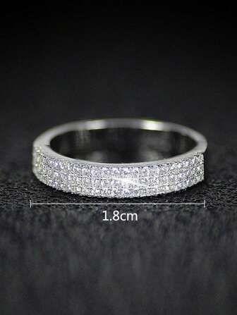 1款新娘時尚微鑲立方氧化鋯戒指，日常百搭手飾派對配飾