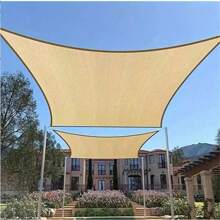 1pc Sun Block Shade Cloth With Edge Binding & Perforation For Outdoor Canopy, Balcony, Privacy Screen, Heat Insulation For Rooftop & Four Corner Sun Shade Sail - Khaki - View 1