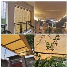 1pc Sun Block Shade Cloth With Edge Binding & Perforation For Outdoor Canopy, Balcony, Privacy Screen, Heat Insulation For Rooftop & Four Corner Sun Shade Sail - Khaki - View 10