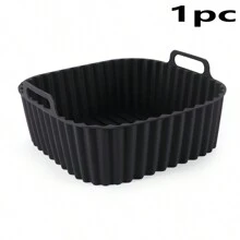 1入組空氣炸鍋矽膠內鍋，矽膠空氣炸鍋托盤，炸鍋廚房用品，炸鍋紙，空氣炸爐煎炸鍋 - 黑色 - 查看 10