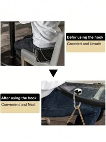 1PC Cartoon Pattern Hanging Hook Black&White Cat Printed Purse Folding Hanger For Tables Desk For Hanging Bags - Black and White - View 7