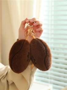 Realistic Coffee Bean Shaped Plush Decorative Pillow Pendant - Coffee Brown - View 7