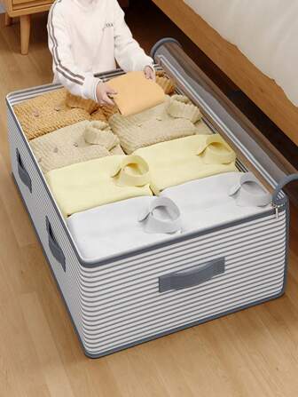 1pc Large Capacity Underbed Storage Bag, Lightweight Underbed Storage Box, For Clothes, Quilts, Blankets, Bedding, Foldable Wardrobe Organizer Container