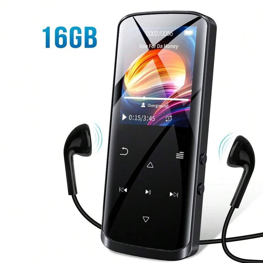 隨身高保真MP3播放器，具有無損音質和內置揚聲器、FM收音機、觸摸按鍵，支持高達128GB的存儲容量（黑色） - 黑色 - 查看 1