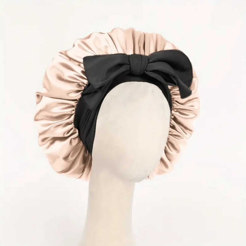 1pc Satin Silk Adjustable Bonne For Sleeping Hair With Tie Band For