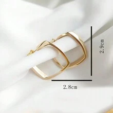 2024 Mới Đúng mốt Hoa tai hình học , Đơn giản Và Thanh lịch , Tròn Mặt Giảm béo Tai Đai sắt & Trụ - Vàng - Xem 3