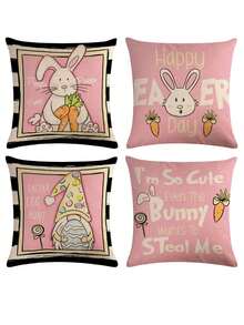 4 cái/bộ lễ Phục sinh Chủ đề Thỏ , Trứng , Hoa , Củ cà rốt Gối trang trí bìa Không có Gối Bên trong Đối với Sofa Nhà  Đồ trang trí - trái cam - Xem 2