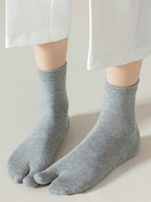 6 paires de chaussettes séparatrices d'orteils pour femmes, noires, blanches, grises, chaussettes sans talon à deux orteils, style japonais, chaussettes mi-mollet pour sabots, automne - Multicolore - Voir 6