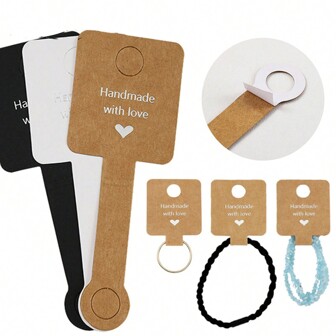 50张自粘折叠珠宝展示卡，适用于发带、手链、情人节礼品包装