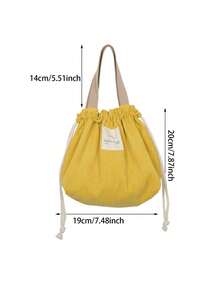 Bolsa De Almuerzo unicolor De Corduroy Y Lona Con Cordón, Bolsa De Comida Para El Almuerzo De Tela Para Picnic, Bolso Pequeño Con Cordón, Bolso Contenedor De Cena, Bolsas De Almacenamiento De Alimentos Para Acampar - Multicolor - Ver 5