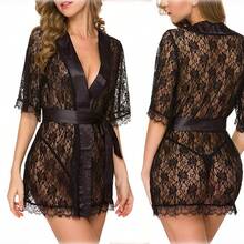 Lencería Sexy Mujer Babydoll Perspectiva Atractivas Encaje - Negro - Ver 5
