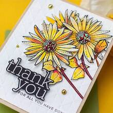 Sunflower Leaf Clear Stamp Making Card, DIY Photo Scrapbook Card Album, Wild Chrysanthemum Background Scrapbook Rubber Stamp. - White - View 4