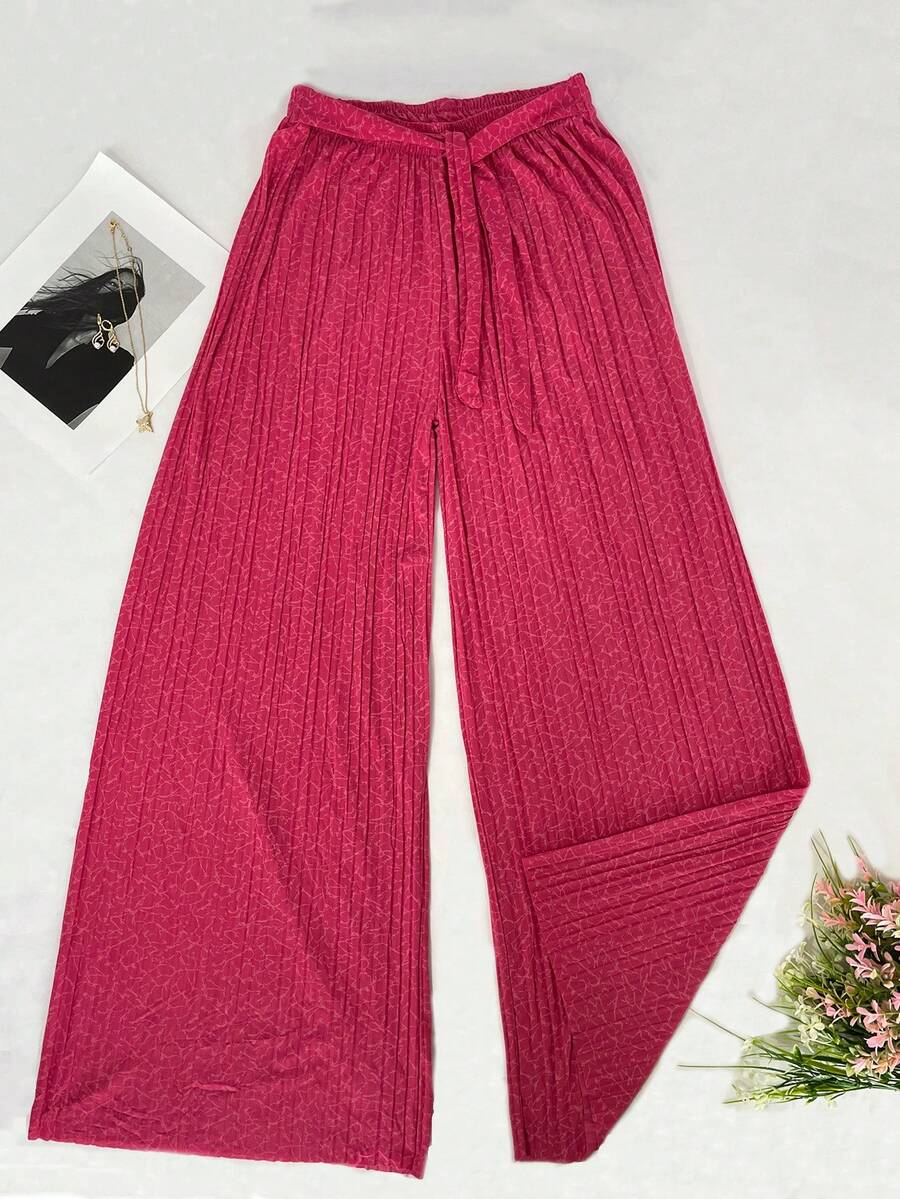 Pantalón holgado con estampado - Rosa - Ver 1
