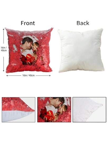 1 pieza Funda de almohada personalizada con lentejuelas mágicas reversibles, con foto/texto/logotipo/patrón de lentejuelas personalizado, perfecto para regalo de San Valentín/aniversario/cumpleaños para ella/mamá/esposa/novia. Regalos brillantes, únicos y personalizados ideales para él, ella, novio, novia, papá, mamá, familia, amigos, mascotas para aniversarios, San Valentín, cumpleaños