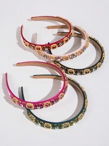 皇家一款女性窄邊巴洛克風格頭帶，寶石裝飾頭冕 - 彩色 - 查看 2