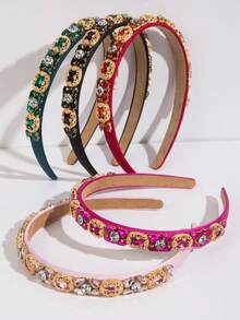 皇家一款女性窄邊巴洛克風格頭帶，寶石裝飾頭冕 - 彩色 - 查看 1