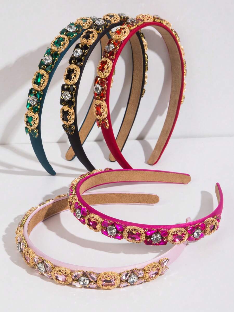 皇家一款女性窄邊巴洛克風格頭帶，寶石裝飾頭冕 - 彩色 - 查看 1