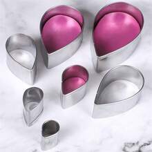 10pcs/Set Stainless Steel English Flower Fondant Mold Set, Including Waterdrop Rose Shape & Austin Rose Shape Sugarcraft Cake Decorating Tools - Silver - View 3