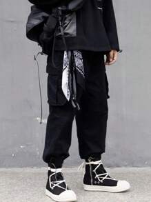 1 pièce Serviette de taille style Hip-hop avec imprimé de fruits et fleurs et chaîne, streetwear pour hommes, cadeau pour la fête des pères, école