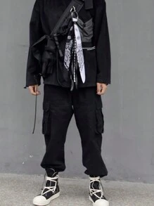 1 pièce Serviette de taille style Hip-hop avec imprimé de fruits et fleurs et chaîne, streetwear pour hommes, cadeau pour la fête des pères, école