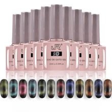 Gel Semipermanente Ojo de Gato 9D JR de 6pcs 10ml Esmalte de Uñas Gama (necesita iman) - Verde Lima - Ver 3