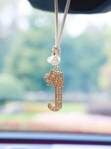 1 Pieza Letra J Colgante De Coche De Aleación Chapada En Oro - Dorado - Ver 3