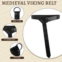 Thắt lưng Viking thời trung cổ Halloween dành cho nam Thắt lưng hiệp sĩ thời Phục hưng bằng da PU dập nổi Thắt lưng vòng tròn O Trang phục Viking Phụ kiện LARP - A - Xem 4