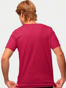 Men T-Shirts - 酒紅色 - 查看 3
