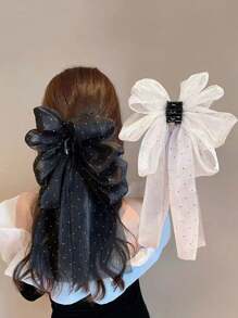 1个/2个星空蝴蝶结发夹带丝带，优雅云朵发爪夹发饰 - 彩色 - 查看 9