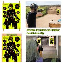 10pcs Shooting Splatter Targets - 12 X18 Inch Reactive Self Adhesive Silhouette Target Paper For Range - Easily See Shots Burst Bright Fluorescent Points - Fluorescent Yellow - View 5