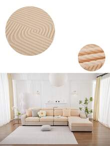 1pc Geometric Line Pattern Elastic Sofa Cover With Cushion Cover For All Seasons, Dustproof, Anti-Scratch, Anti-Slip, Modern Simple Style, Easy To Clean, Washing Machine Safe And Durable, Non-Fading, Non-Shedding - Light Pink - View 1