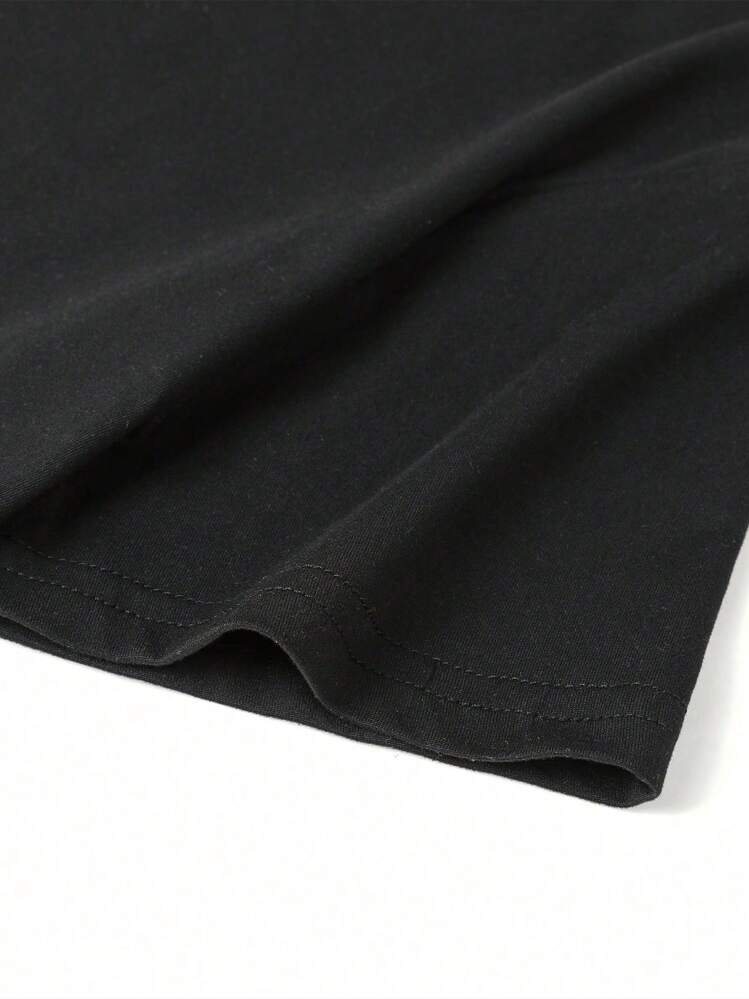 Casual Printed Round Neck Short Sleeve T-Shirt, Suitable For Girls And Children - Dreamy Starry Sky Colorful T-Shirt, Inspiring Endless Imagination! Children's Wear, Girls' Graphic Tee, Summer Top, Teen Clothing - Black - View 8