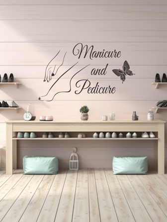 1 pieza Adhesivo de pared para manicura y pedicura | Diseño de masaje de manos y pies | Decoración de salón de uñas y spa | Adhesivo de vinilo para decoraciones del hogar, artículos de decoración de primavera para refrescar tu hogar, pegatinas de decoración de ramas