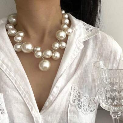 1pc Faux Pearl Necklace, A Perfect Mother's Day Gift, Fashionable Faux Pearl Necklaces For All Occasions